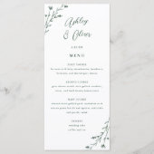 Carte de menu Rustic White & Green Botanical Maria (Devant)