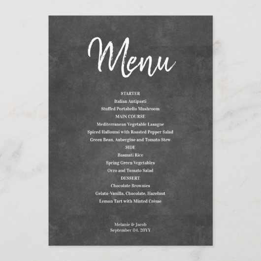 Carte de menu Rustique Black Chalkboard (Devant)