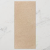 Carte de menu Rustique Chic Faux Kraft (Dos)
