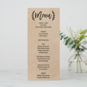 Carte de menu Rustique Chic Faux Kraft (Debout devant)