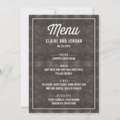 Carte de menu Rustique en bois RWC (Devant)