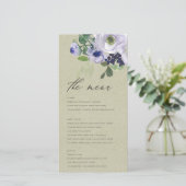 Carte de menu Rustique Kraft Violet Violet Floral  (Debout devant)