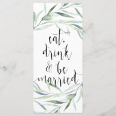 Carte de menu Rustique Mariage Eucalyptus (Dos)