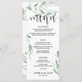 Carte de menu Rustique Mariage Eucalyptus (Devant / Derrière)