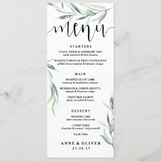 Carte de menu Rustique Mariage Eucalyptus