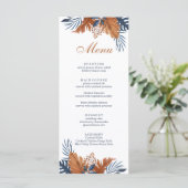 Carte de menu Rustique Midnight Blue Monstera (Debout devant)