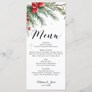 Carte de menu Saint-Berry de Noël Mariage