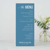 Carte de menu sarcelle élégante (Debout devant)