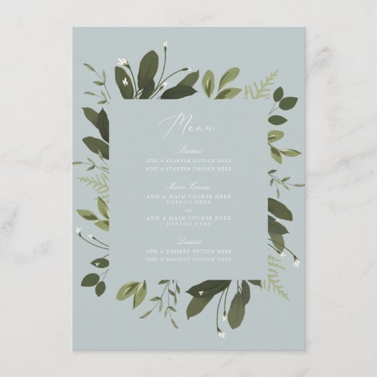 Carte de menu Sauvage et Vert (Devant)