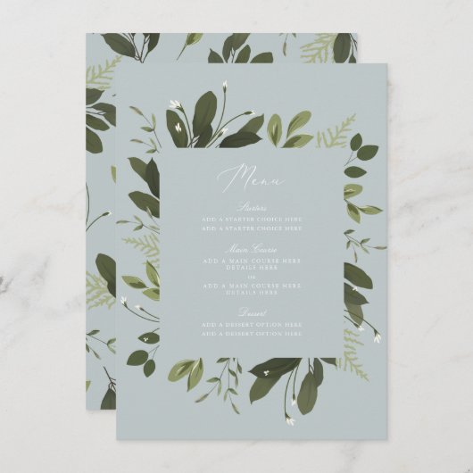 Carte de menu Sauvage et Vert (Devant / Derrière)