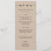 Carte de menu Script Kraft sans effort (Devant)