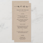 Carte de menu Script Kraft sans effort (Devant / Derrière)