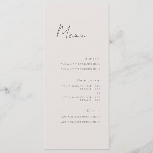 Carte de menu Script minimal (Devant)