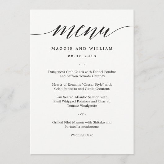 Carte de menu Script moderne (Devant)