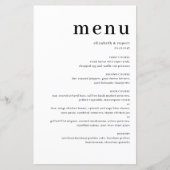 Carte de menu Serif minimaliste noir (Devant)