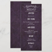 Carte de menu Shabby Chic Purple Vintage Wedding (Devant / Derrière)