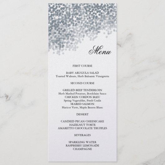 Carte de menu Silver Shimmer Light Shoot (Devant)