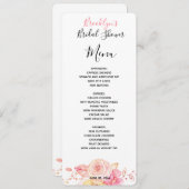 Carte de menu simple Fête des mariées florale (Devant / Derrière)