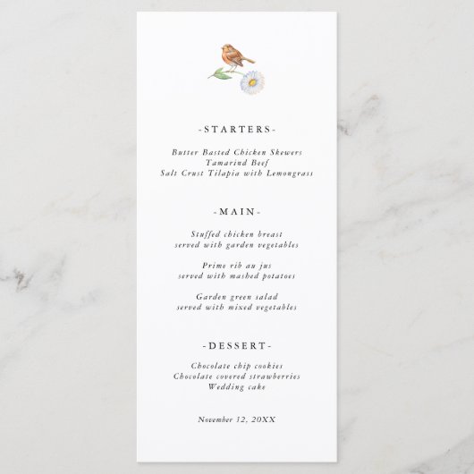 Carte de menu simple inséparable Mariage (Devant)