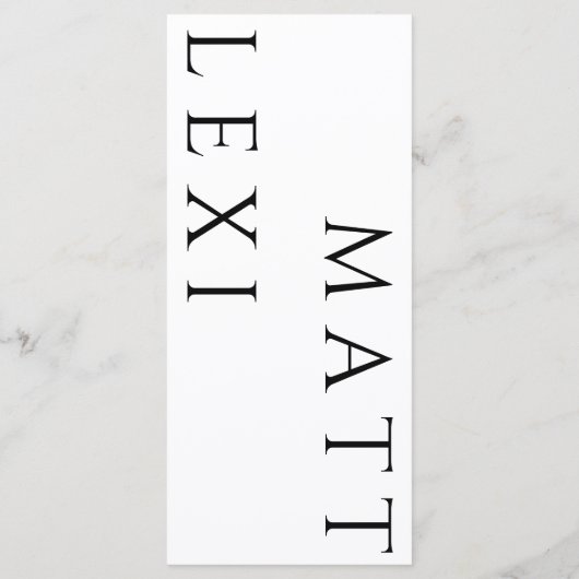 Carte de menu simple Mariage noir et blanc (Dos)