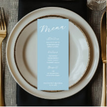 Carte de menu simple minimaliste bleu clair
