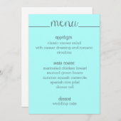 Carte de menu simple script - aqua (Devant / Derrière)