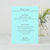 Carte de menu simple script - aqua (Debout devant)