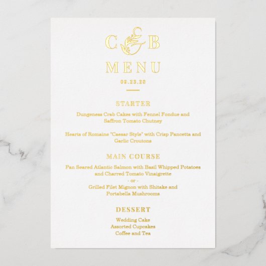 Carte de menu simple Splendid REAL FOIL Elegant (Recto)