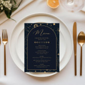 Carte de menu Soleil céleste et Lune Marine Gold