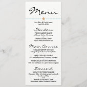 Carte de menu sur la plage - Menus Mariages - Star (Devant)