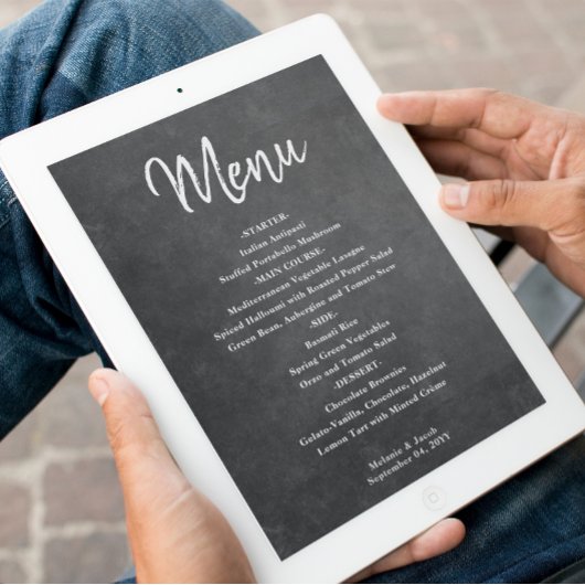 Carte de Menu Tableau Noir Rustique