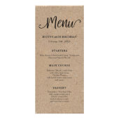 Carte de menu Tall Script Rustique Kraft (Devant)