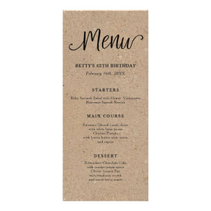 Carte de menu Tall Script Rustique Kraft