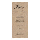 Carte de menu Tall Script Rustique Kraft (Devant)