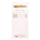 Carte de menu tendance or et rose Service (Devant)