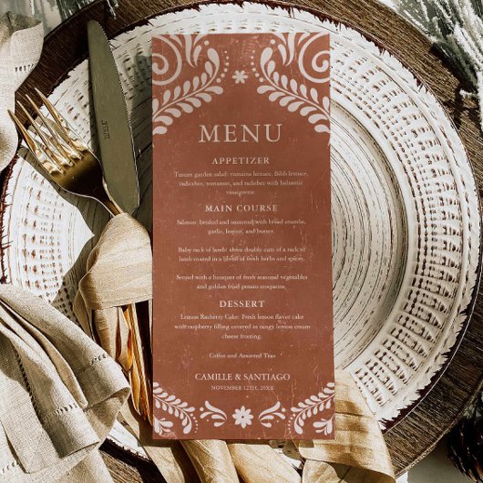 Carte de Menu Terracotta Rustique Mexique