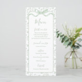 Carte de menu Toile de Jouy Vert Sage (Debout devant)