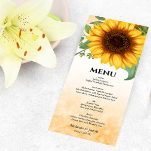 Carte de menu Tournesol Watercolor