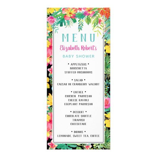 Carte de menu Tropical Luau, BOHO (Devant)