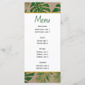 Carte de menu Tropical vert et or rustique mariage (Dos)