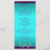 Carte de menu Turquoise à papillon Floral Mariage (Dos)
