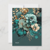 Carte de menu turquoise Gold Luxe Floral Mariage (Dos)
