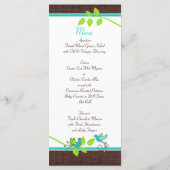Carte de menu Turquoise Green Brown White Floral B (Dos)