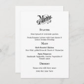 Carte de menu typographique vintage (Devant / Derrière)