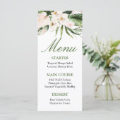 Carte de menu verte tropicale (Debout devant)