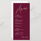 Carte de menu Vin et Mariage d'or simple et modern (Devant / Derrière)