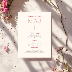 Carte de menu vintage de la Saint-Valentin rouge b