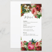 Carte de menu vintage Floral Mariage (Devant / Derrière)