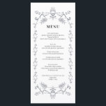 Carte de menu vintage Floral Ornement<br><div class="desc">Conçu pour se coordonner avec notre collection Vintage d'ornements floraux, cette carte de menu comporte une bordure vintage d'ornements floraux. Pour une personnalisation plus avancée de cette conception, par exemple la modification de la disposition, de la police ou de la taille du texte, cliquez sur le bouton "PERSONNALISER" ci-dessus. Veuillez...</div>