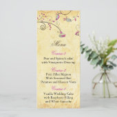 carte de menu vintage fuchsia florale mariage (Debout devant)
